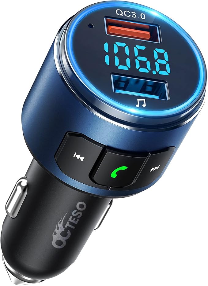 Upgraded FM Bluetooth Transmitter Car, QC3.0 Quick Charging & LED Backlit by DrivingwithOctesoFreedom