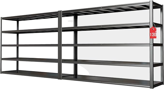 65" W Garage Shelving Heavy Duty, Adjustable 5 Tier Metal Shelves, Commercial by PMKES