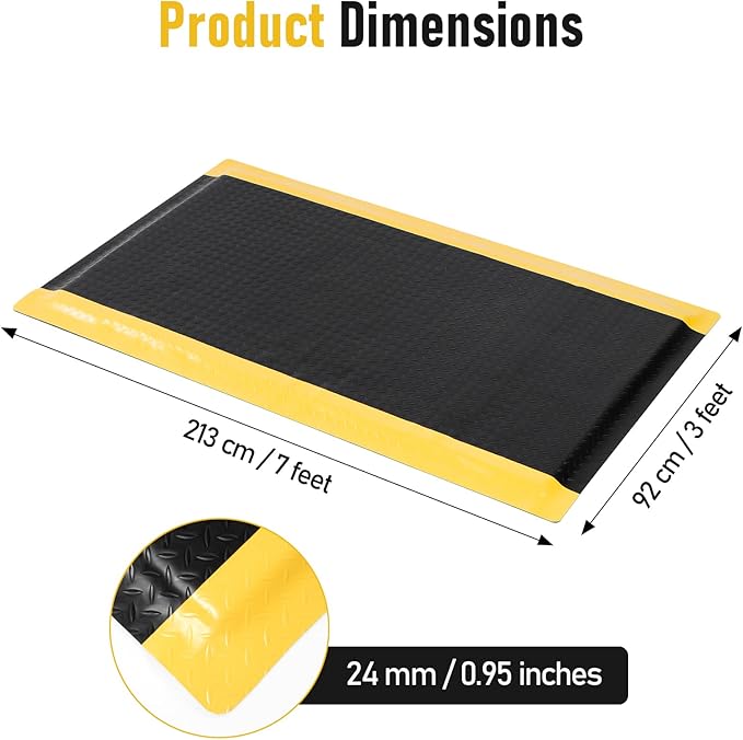 tonchean 3 x 7 FT Anti Fatigue Mats, Extra Thick 15/16" Ergonomic Standing - Image 2