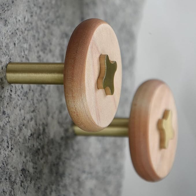 Solid Brass & Maple/Mahogany Wall Hooks 2 Pack - Image 9