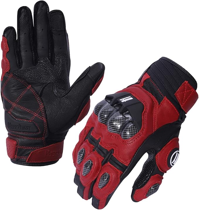 Harssidanzar Breathable Leather Motorcycle Gloves Touchscreen - Image 3
