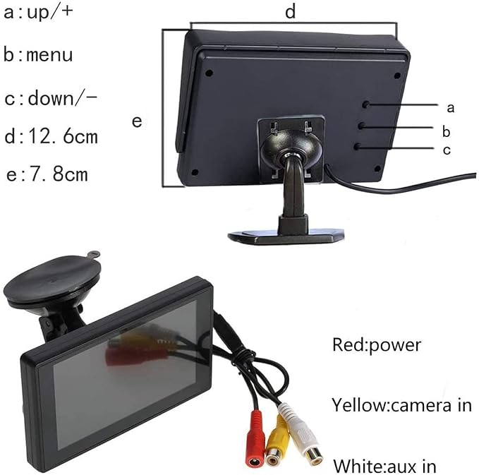 Back Up Camera with 4.3 Inch Monitor Kit, Reverse Rear View Camera - Image 6
