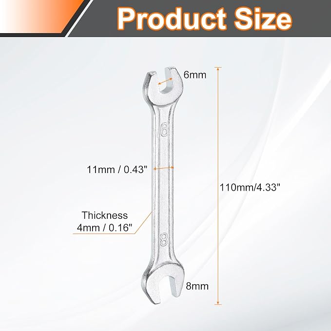 HARFINGTON Double Open End Wrench 6mm x 8mm Metric 15 Degree Offset Angle Small - Image 2
