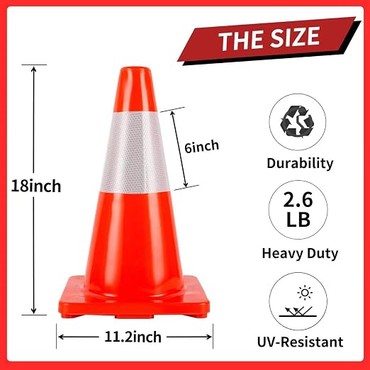 Traffic Cones 18 inch 12 Pack Safety Cones Orange - Image 5
