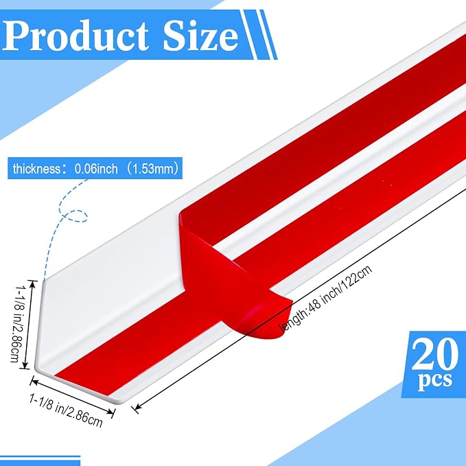 Sasylvia 20 Pcs Wall Corner Protector Guards, 1-1/8 x 48 Inches Self Adhesive - Image 2