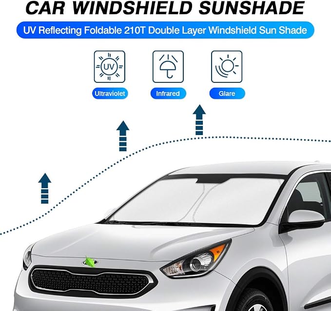 KUST Windshield Sun Shade for Kia NIRO 2017-2022 Accessories Sunshade Sun Visor - Image 2