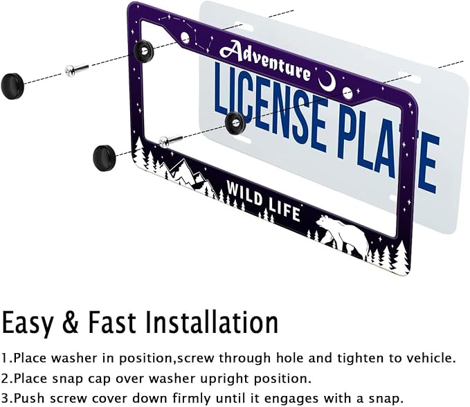 Adventure Awaist License Plate Frame, Mountains Forest Bear Tag Plate Frame - Image 6