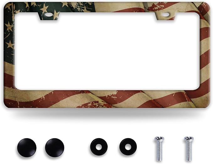 Vintage American Flag License Plate Frame Usa Flag License Plate Frames Funny by BRAGHRTED