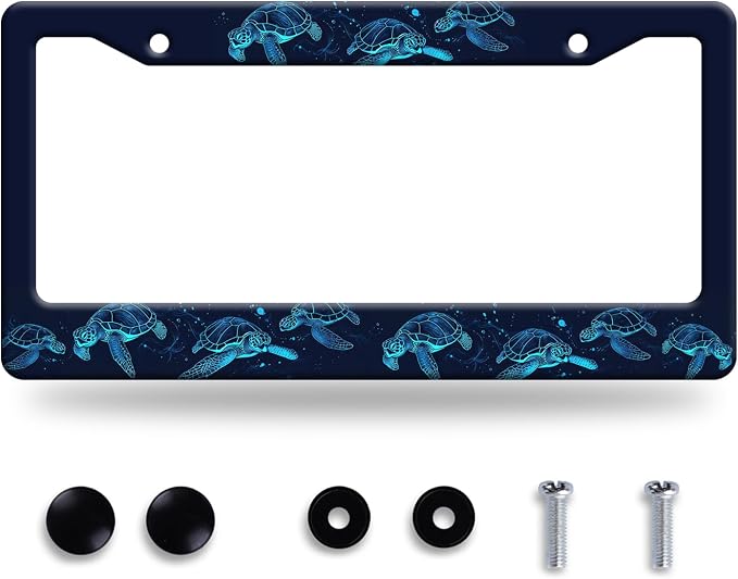 Sea Turtle License Plate Frame Blue Turtles License Plate Stainless Steel Funny by GORSNKYE