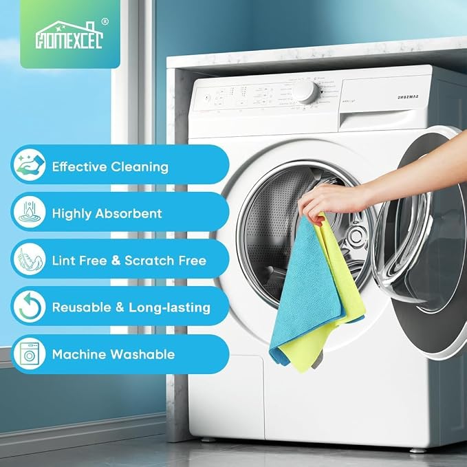 HOMEXCEL Microfiber Cleaning Cloths 100 Pack, Highly Absorbent Microfiber Towels - Image 7