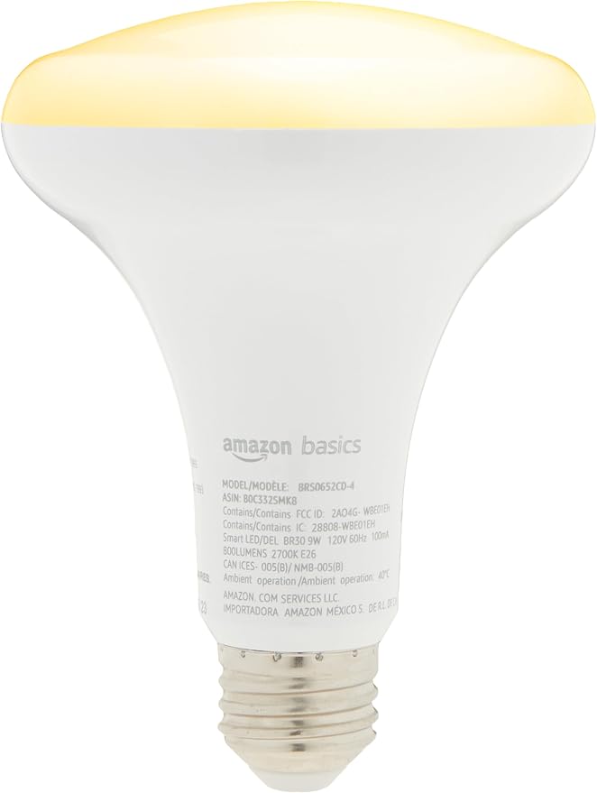 Amazon Basics Smart BR30 LED Light Bulb, Dimmable Soft White, Works - Image 4