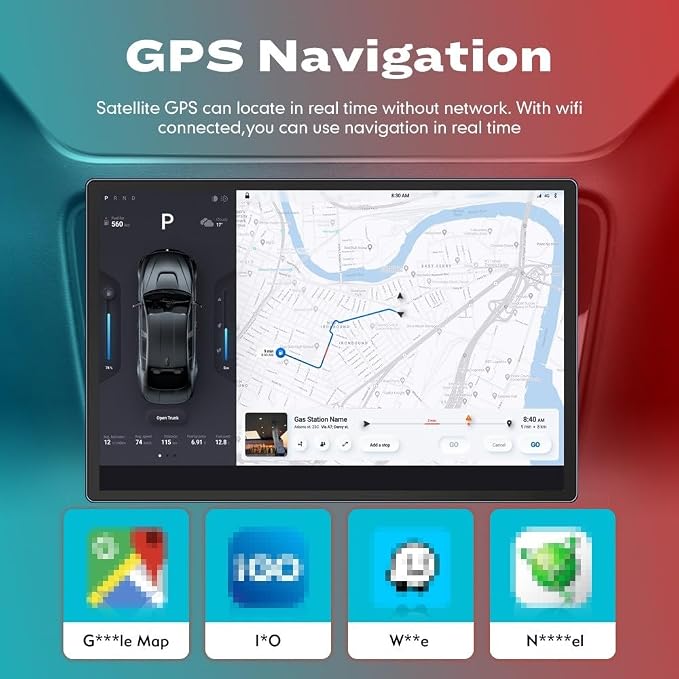 Kunfine Car CarPlay Android Auto Navigation Stereo GPS Radio Reverse Camera - Image 4