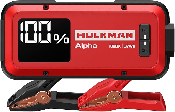 Hulkman Alpha, Ultra Red, 1000A 37Wh Battery Jumper Starter Portable, 12V by Hulkman