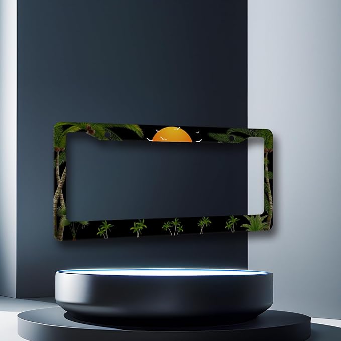 Palm Trees Sunset License Plate Frame Tropical Plants License Plate Holder - Image 3