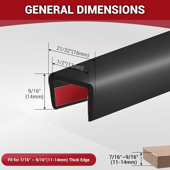 Rubber Edge Trim, 1/2" Self Adhesive Flexible U Channel Edge Protecter - Image 2