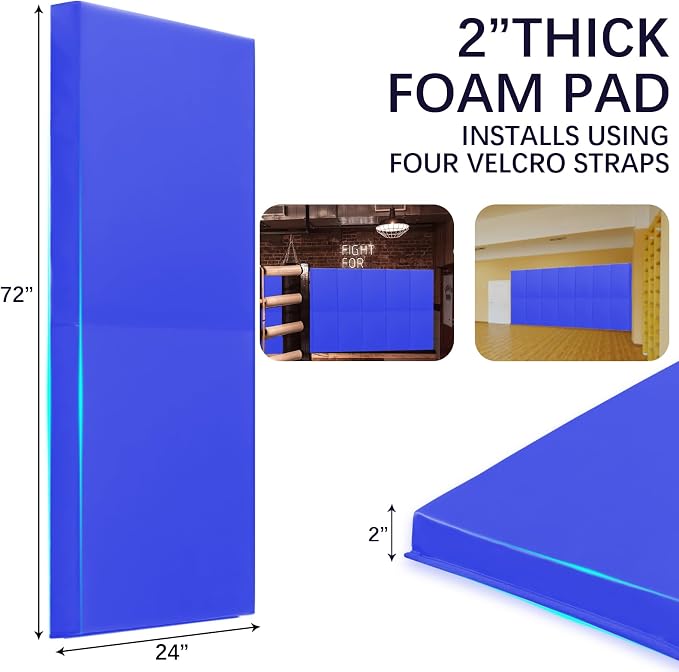 PROGOAL 60"/72" High Gym Wall Padding 2"/4" Thick Foam Basketball Court Wall - Image 5
