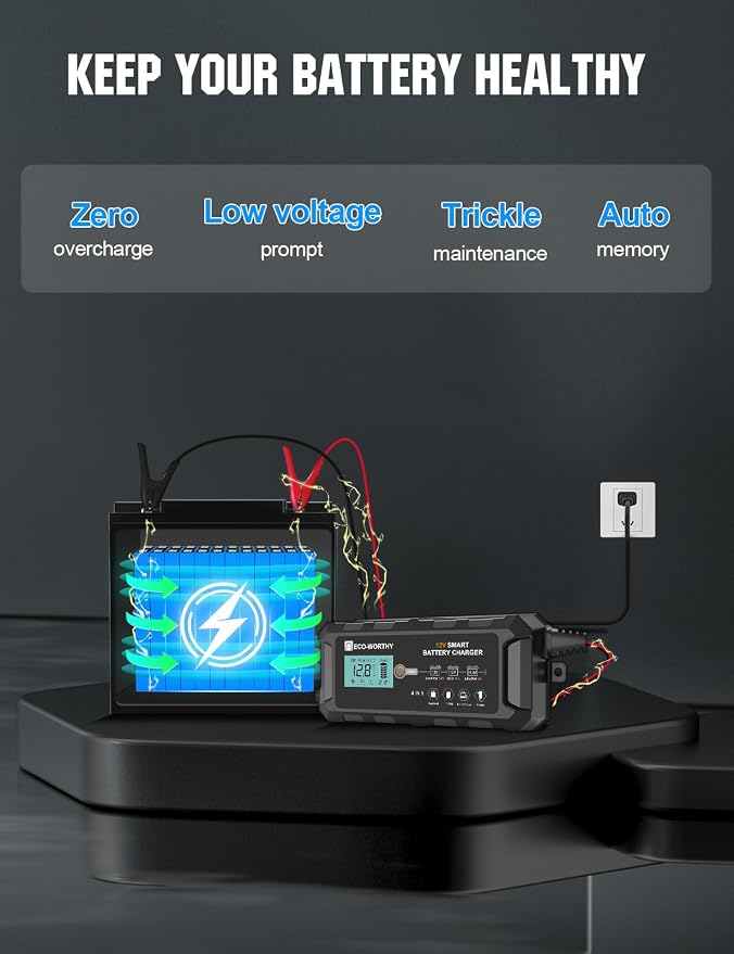 ECO-WORTHY 10A Lifepo4 Battery Charger 12V, Smart Car Battery Charger - Image 4