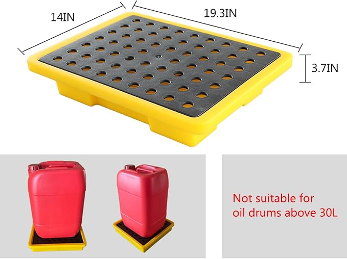 2 Drum Containment Spill Pallet, Polyethylene Low Profile Paint Bucket Tray - Image 2