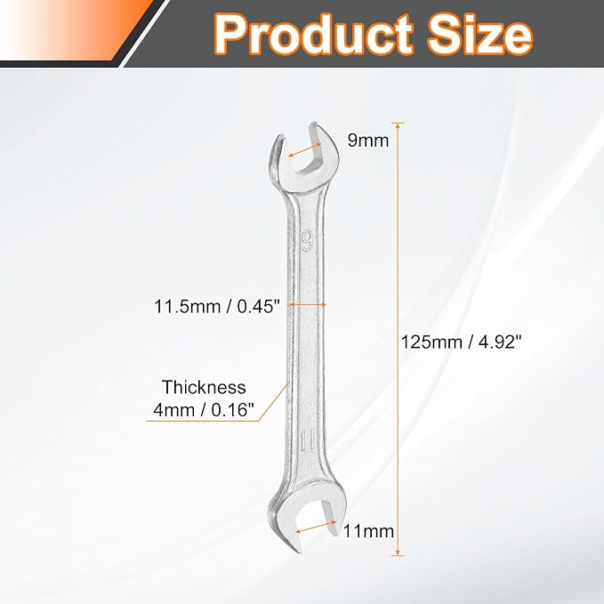 HARFINGTON 5pcs Double Open End Wrench 9mm x 11mm Metric 15 Degree Offset Angle - Image 2