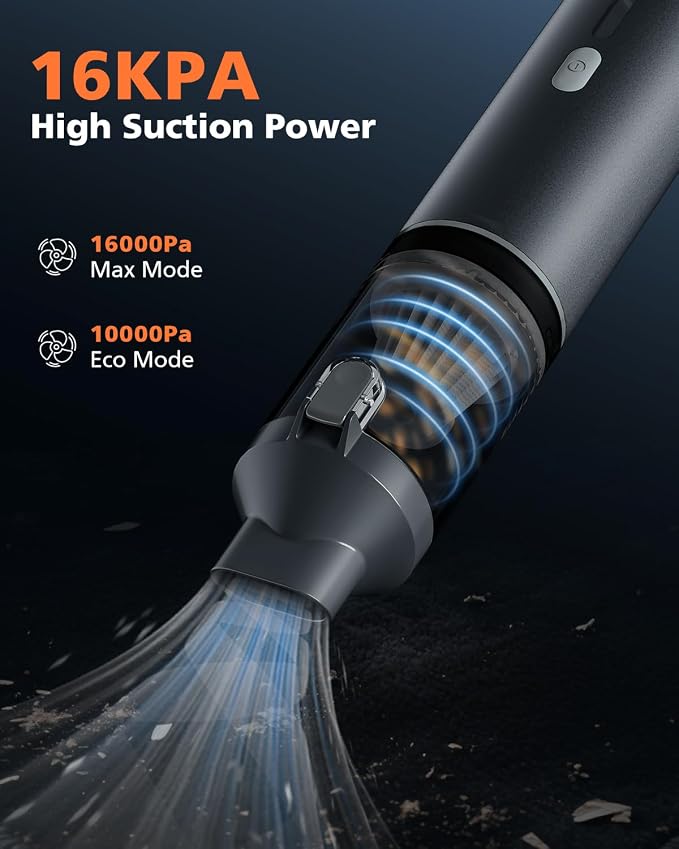 Car Vacuum Portable with 16000Pa Powerful Suction, Handheld Vacuum Cordless - Image 2