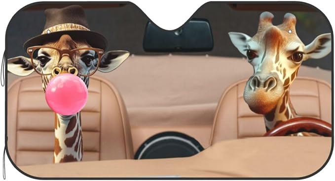 Funny Giraffe Car Sun Shade Windshield Sunshade Foldable Front Window Shield - Image 9