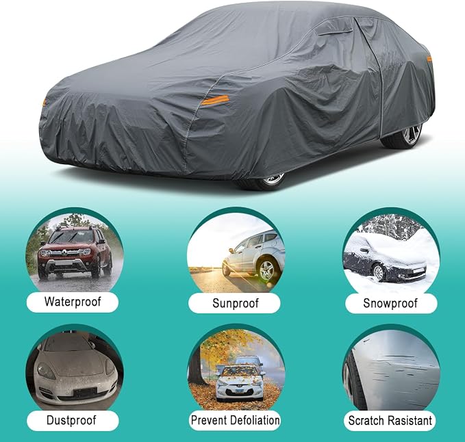 16 Layers Car Cover Waterproof All Weather, Heavy Duty Outdoor Car Cover - Image 4
