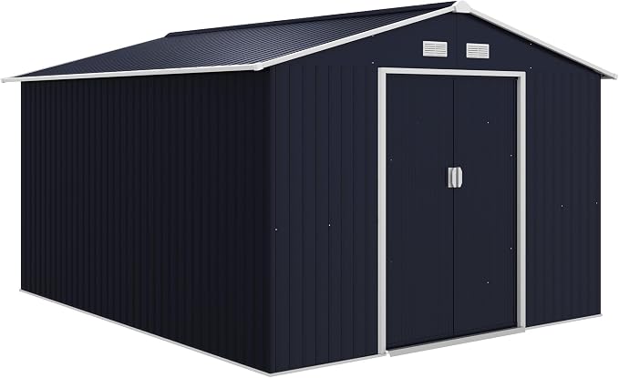 Outsunny 11' x 9' Outdoor Storage Shed, Garden Tool Metal Shed by Outsunny
