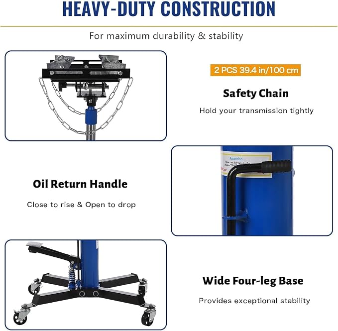 Transmission Jack 1100 LBS Hydraulic Telescoping 2-Stage Lift Jack Stand - Image 3