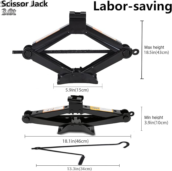 Scissor Jack for Car-3.0Ton 丨Car Jack Kit-Tire Jack丨Portable, 丨deal for SUV and - Image 5