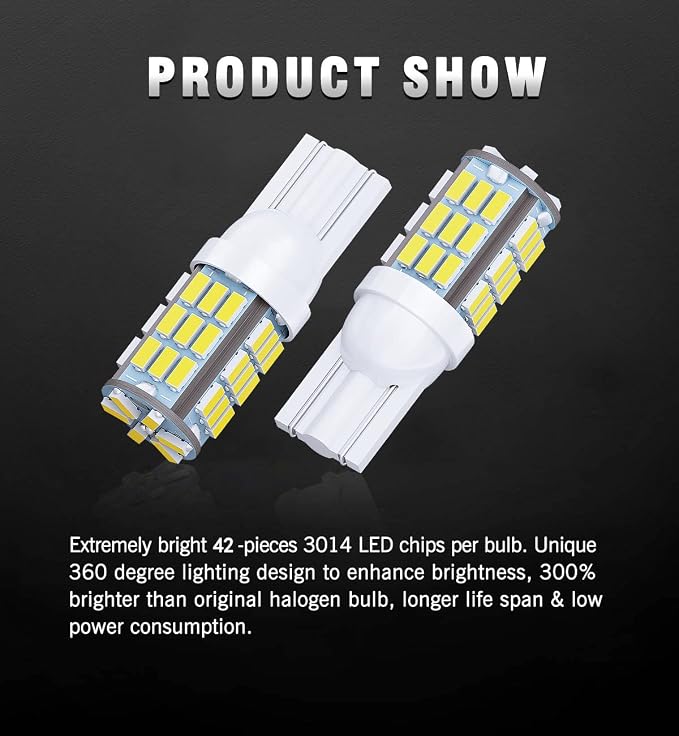 T10 921 194 168 175 LED Bulbs White 20-Packs, Super Bright 3014 42-SMD LED - Image 2