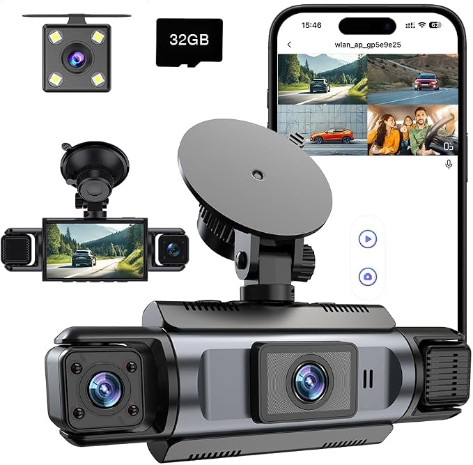 4 Channel WiFi Dash Cam with 32GB Card, 4 * 1080P Dash Camera by ZKCAMSPYDashCamforCars