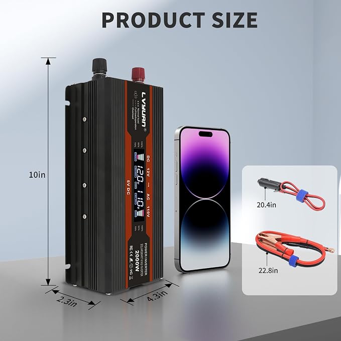1000W/2000W Car Power Inverter 12v to 110v DC to AC Converter - Image 4