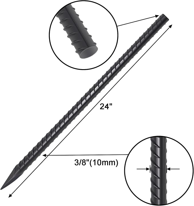VVOKGO Rebar Stakes 24 Inch Ground Straight Concrete Form Stakes Heavy Duty - Image 2