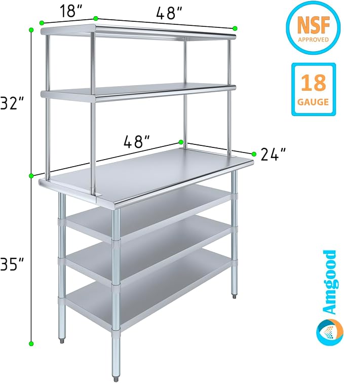 Amgood 24" x 48 Stainless Steel Work Table - Image 3