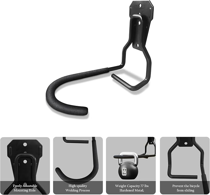 Bike Rack Wall Mount Garage Bike Hook Storage Hanger Space Saving Vertical Bike - Image 3