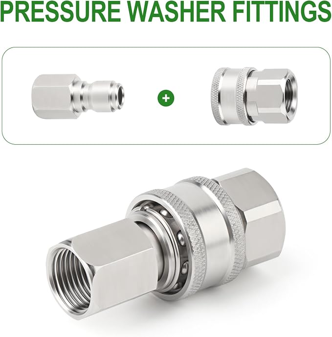 TAISHER 4PCS 304 Stainless Steel Pressure Washer Adapter Kit, Quick Connect - Image 5