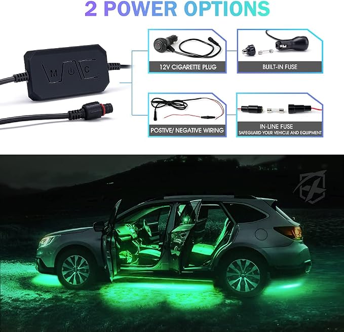 Xprite 8Pcs Car RGB LED Strip Lights, Exterior Underglow & Interior Bluetooth - Image 3