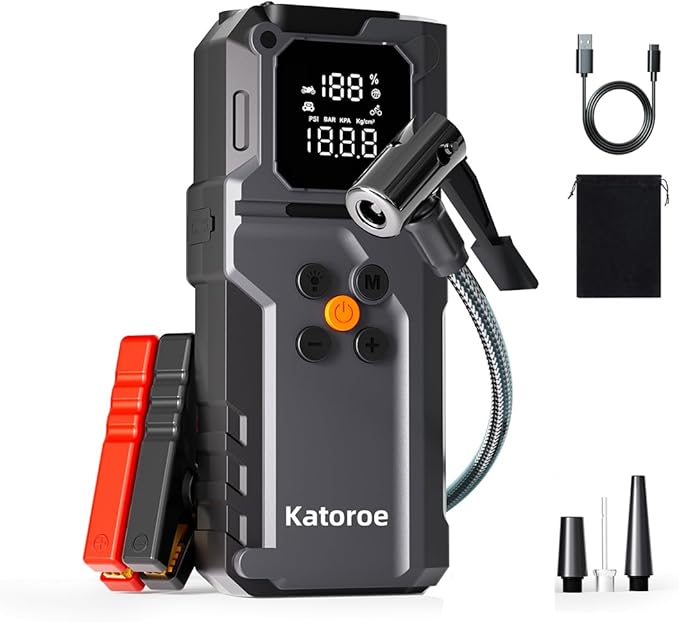 Jump Starter with Air Compressor, 5000A Jump Starter Battery Pack with 150PSI by Katoroe