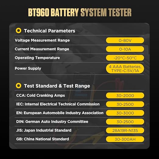 AUTOOL Car Battery Tester 12V 24V Automotive Battery Load Tester 30-2000 CCA - Image 8