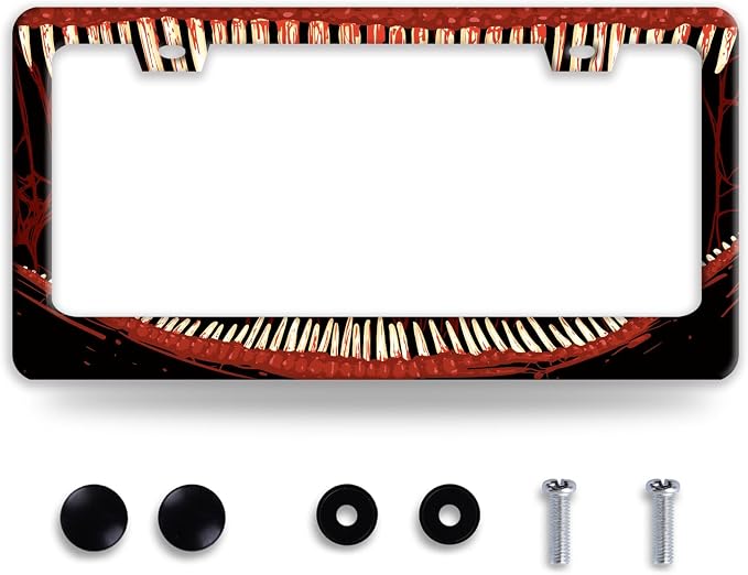 Funny Bloody Teeth License Plate Frame Scary Mouth License Plate Holder by BRAGHRTED