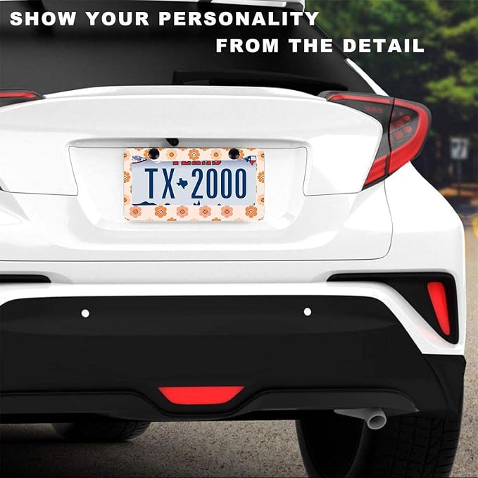 2 Pack Universal Smiley Face Flower License Plate Frame-Rustproof Aluminum - Image 2