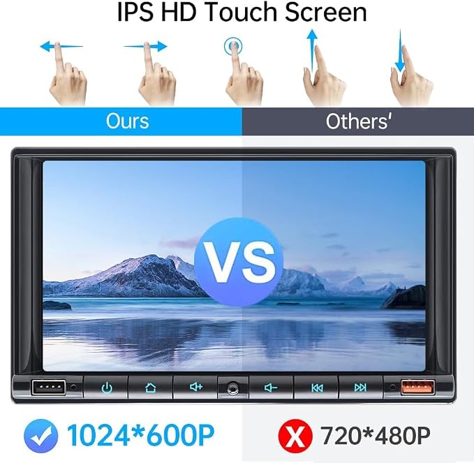 7" Wireless Double 2 Din Car Stereo Apple Carplay Radio Screen - Image 5