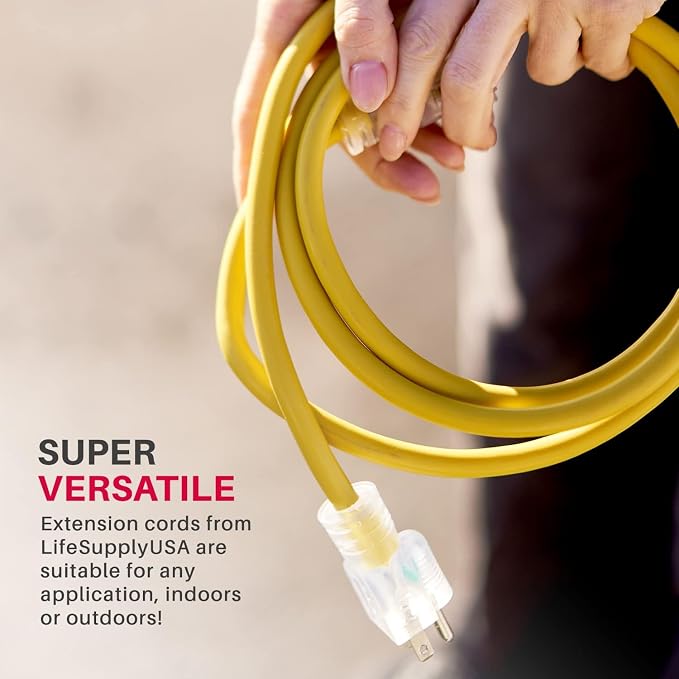 6ft Outdoor/Indoor Extension Cord 12/3 Gauge Extra Heavy Duty 3 Prong SJTW - Image 5