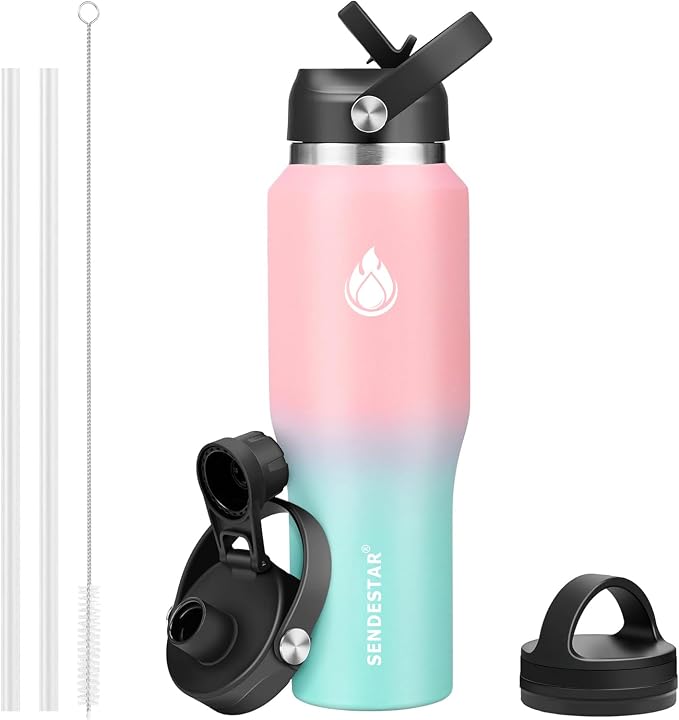 SENDESTAR 40oz Stainless Steel Water Bottle, Double Wall Vacuum Insulated Bottle by Sendestar