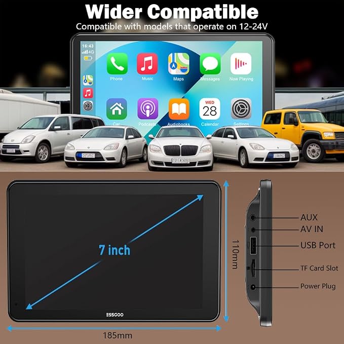 Wireless Carplay Screen for Car 7" Portable Apple Carplay & Android Auto Car - Image 7