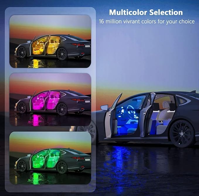 Car LED Strip Light, EJ's SUPER CAR 4pcs 36 LED Multi-Color Car Interior Lights - Image 2
