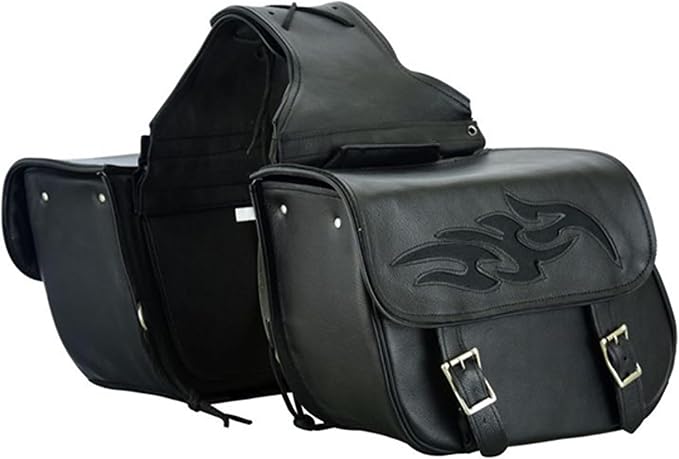Dream Apparel Naked Cowhide Leather Motorcycle Saddle Bags Throw Over Saddlebags by DreamApparel