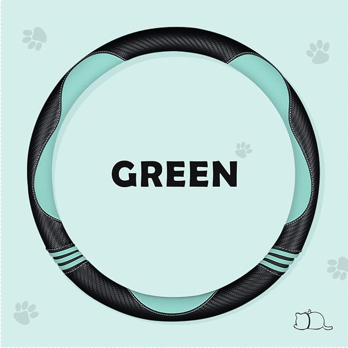 Car Steering Wheel Covers for Women Girl Padded Carbon Fiber PU Leather Cute - Image 3