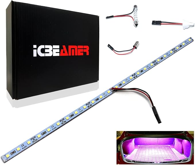 ICBEAMER 12" Purple 18SMD 2835 LED Strip Light Universal Fit Car Trunk Cargo by ICBEAMER