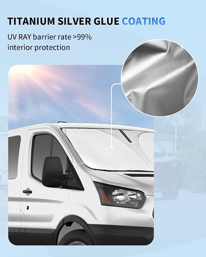 Sunshade for Transit Windshield Sun Shade Custom Sun Visor Fit 2015-2025 2026 - Image 3